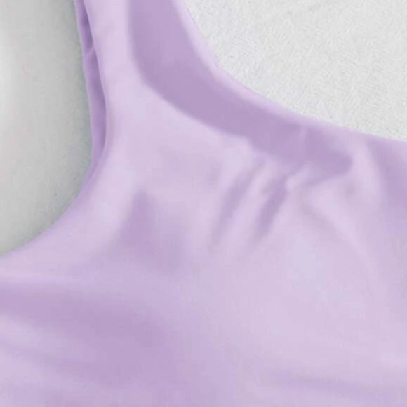 SHEIN🌺Solid High Cut Lilac Bikini Swimsuit👙S - Picture 3 of 4
